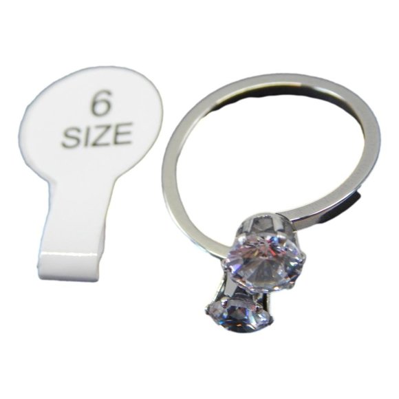 Silver Toned Forever One  Engagement Ring Alternative Size - Picture 3 of 5